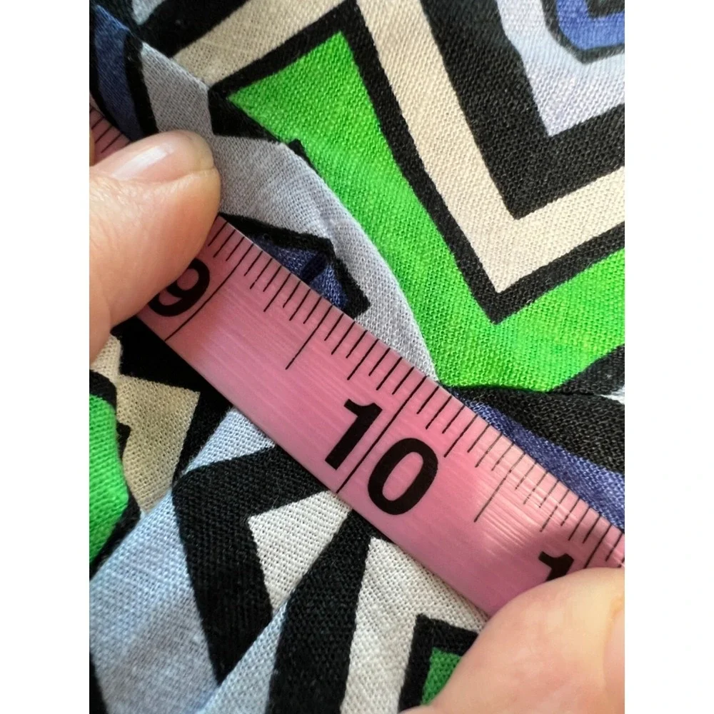 ZARA Linen Blend Cropped‎ Pants ZigZag Print Size Large Retro